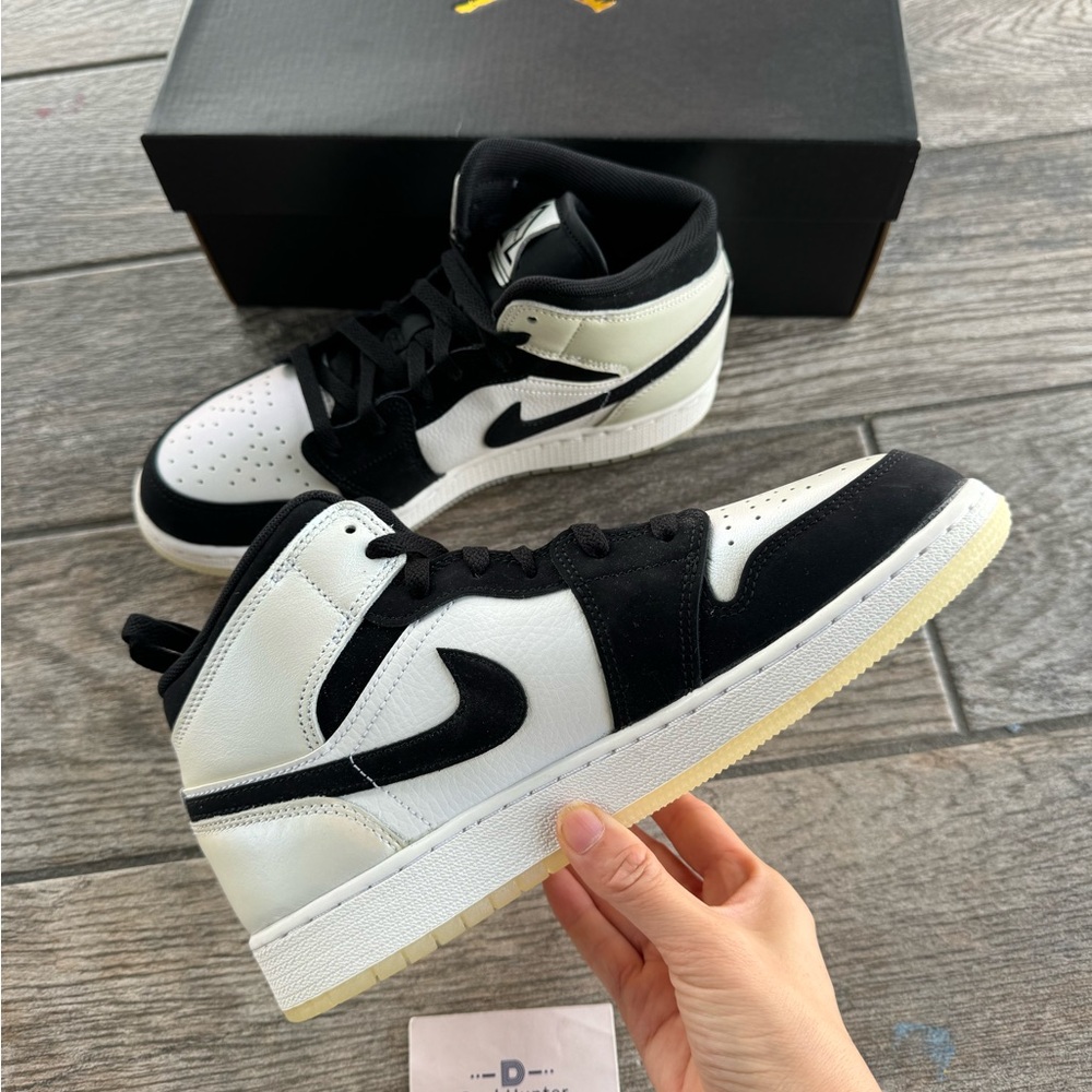 Brand New Jordan 1 Mid Diamond Shorts Black White Big Kids Shoes DN4321-100 - Picture 4 of 9